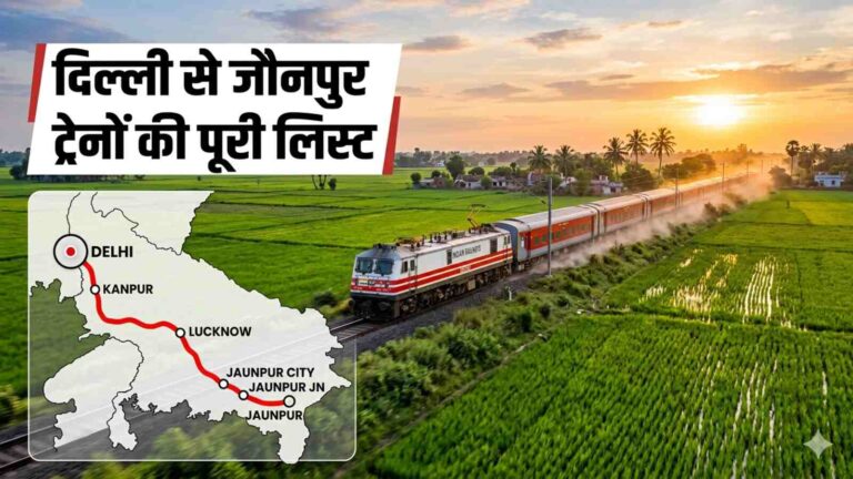 Delhi To Jaunpur Trains List 2026 दिल्ली से जौनपुर जाने वाली ट्रेनों की पूरी लिस्ट और जानकारी (AI Image)