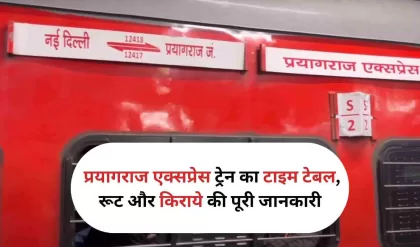 Prayagraj Express प्रयागराज एक्सप्रेस ट्रेन का टाइम टेबल, रूट और किराये की पूरी जानकारी