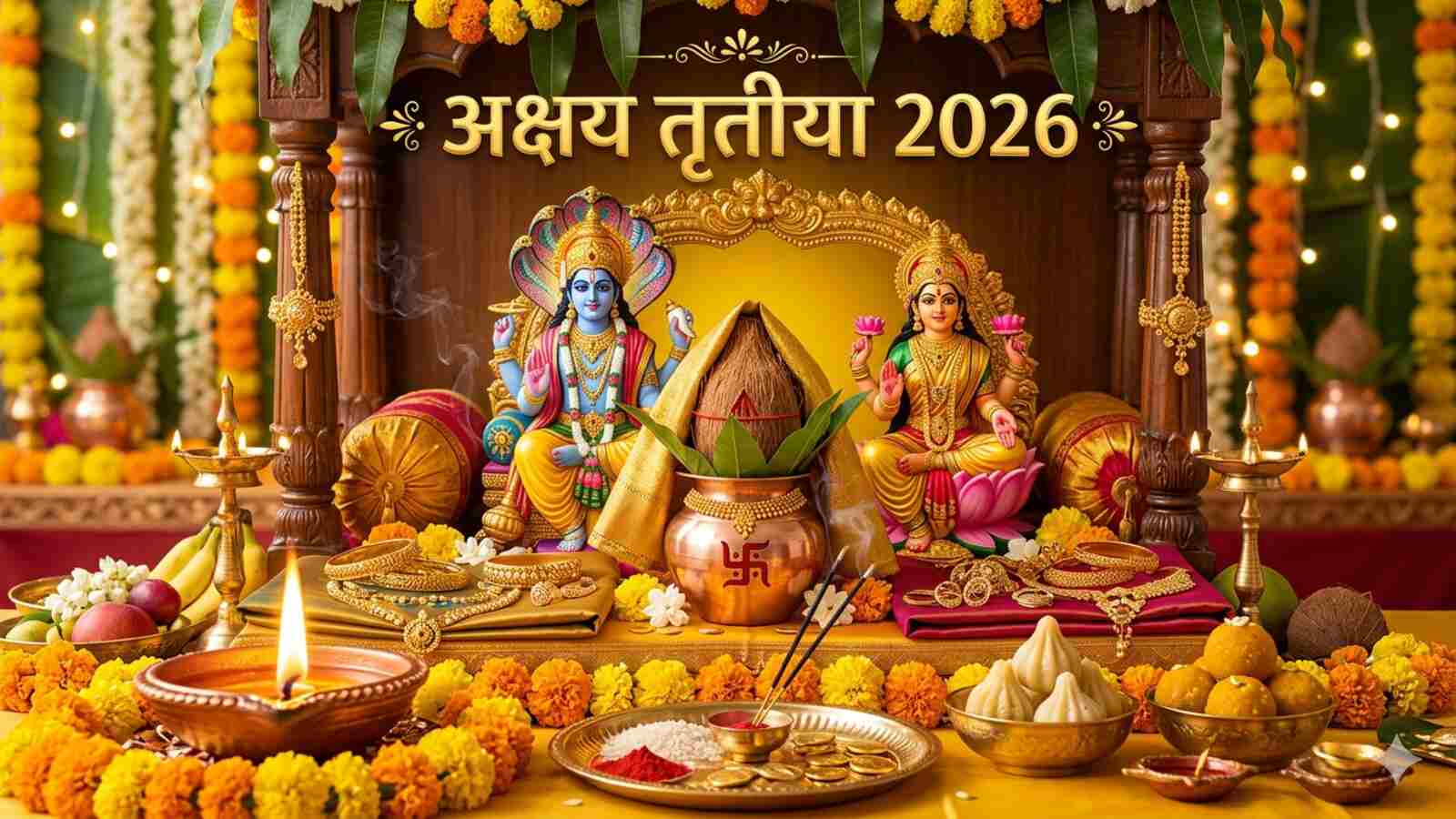 Akshaya Tritiya 2026 Date: 19 या 20 अप्रैल? जानिए सही तारीख, मुहूर्त और महत्व Akshaya Tritiya 2026 Date 19 या 20 अप्रैल जानिए सही तारीख, मुहूर्त और महत्व (AI Image)