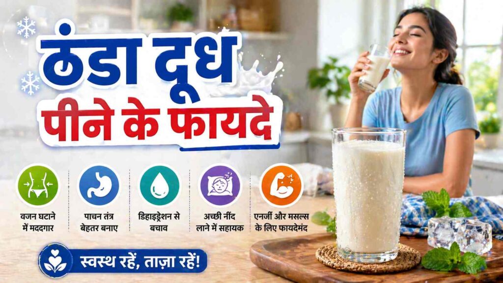 Cold Milk Benefits ठंडा दूध पीने के फायदे, वजन घटाने से लेकर अच्छी नींद तक (AI Image)